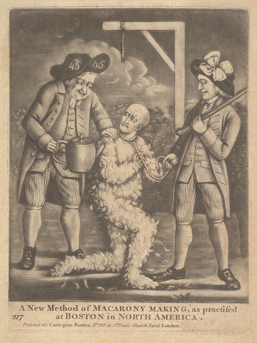 A New Method of Maracrony Making as Practised at Boston in North America, Anonymous, British, late 18th century, Mezzotint 