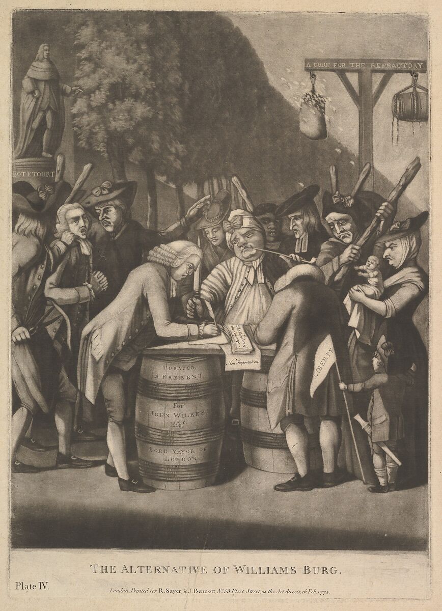 The Alternative of WIlliams-Burg, Attributed to Philip Dawe (British, 1745?–?1809), Mezzotint 