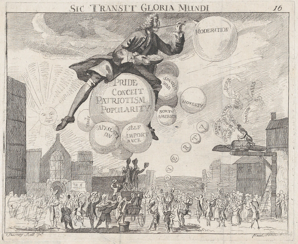 Sic Transit Gloria Mundi, Paul Sandwich [pseudonym] (British, active ca. 1762), Etching 