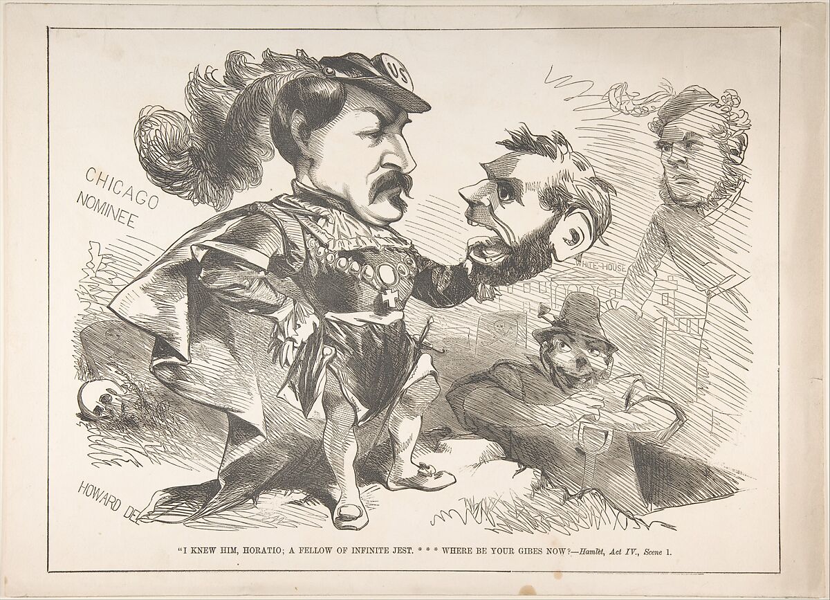 Chicago Nominee: "I knew him, Horatio; a fellow of infinite jest...Where be your gibes now?–Hamlet, Act IV [sic], Scene 1", Justin H. Howard (American, active 1856–80), Wood engraving 