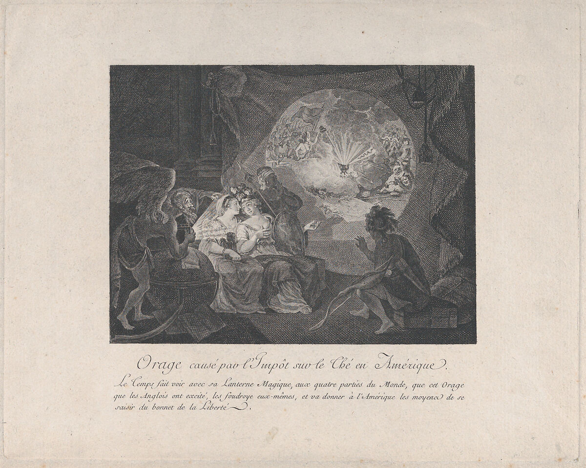 Orage causé par l'Impôt sur le Thé en Amérique, Anonymous, French, early 19th century, Engraving 