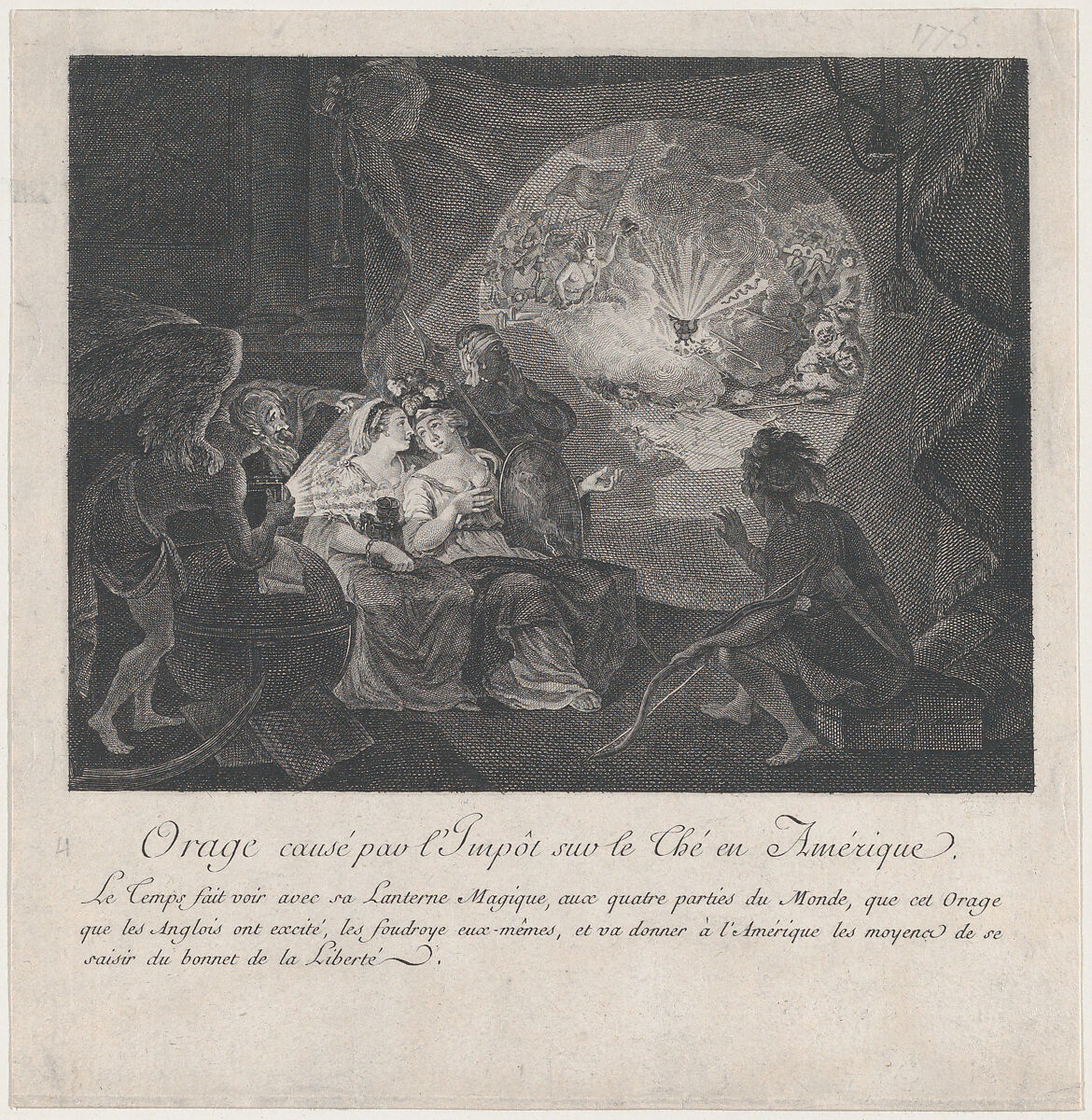 Orage causé par l'Impôt sur le Thé en Amérique, Anonymous, French, early 19th century, Engraving 