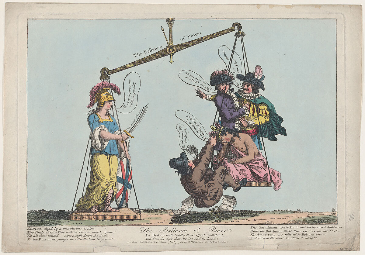 The Ballance [sic] of Power, R. S. (British, 18th century), Etching, hand colored 