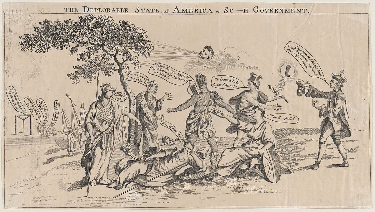 The Deplorable State of America, or Sc___h Government, Anonymous, British, 18th century, Etching 
