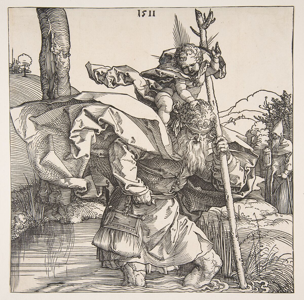 Saint Christopher, Albrecht Dürer (German, Nuremberg 1471–1528 Nuremberg), Engraving 