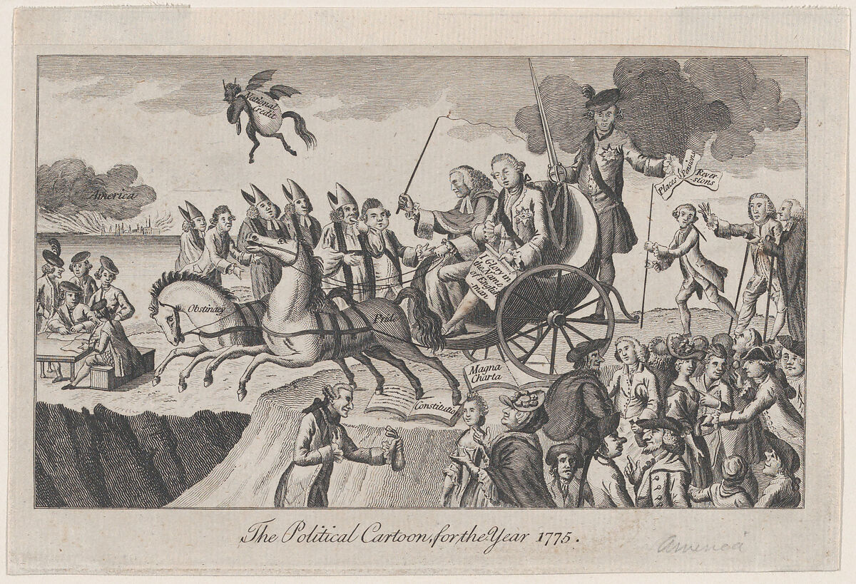 The Political Cartoon, for the Year 1775, Anonymous, British, 18th century, Engraving 