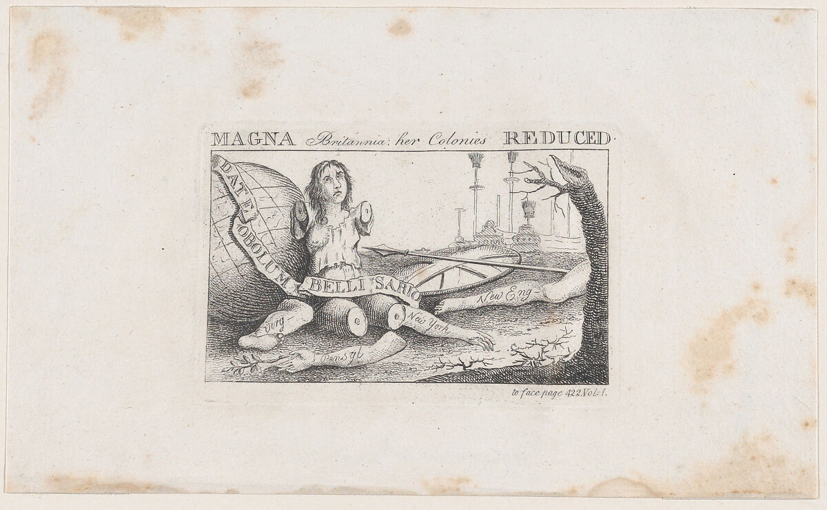 Magna Britannia: Her Colonies Reduced, Anonymous, British, 18th century, Engraving 