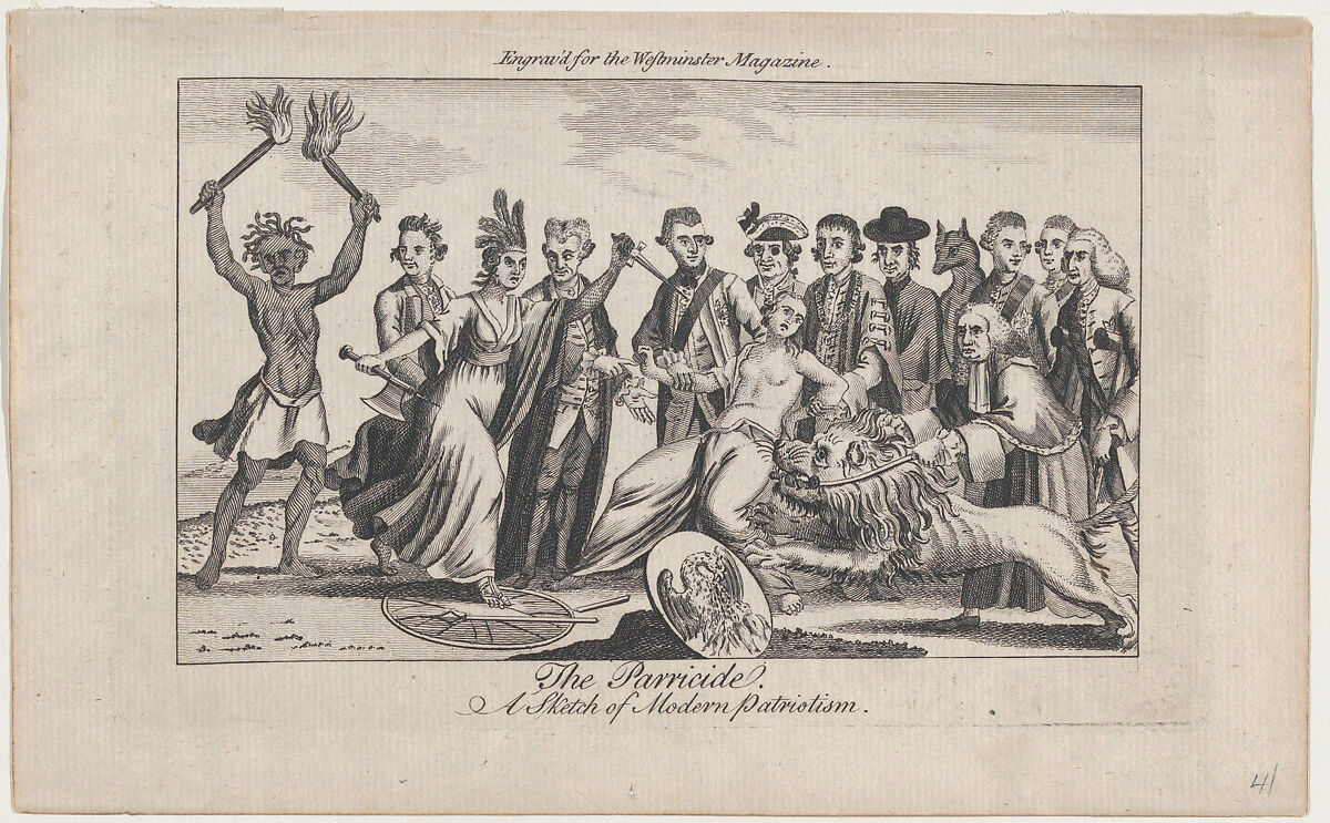 The Parricide, a Sketch of Modern Patriotism, Anonymous, British, 18th century, Engraving 