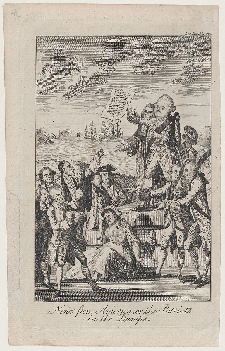 News from America, or the Patriots in the Dumps, Anonymous, British, 18th century, Engraving 