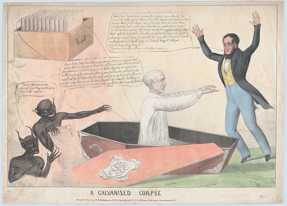A Galvanized Corpse, Printed and published by Henry R. Robinson (American, died 1850), Lithograph, hand-colored 