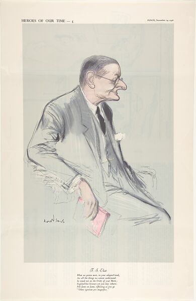 T. S. Eliot (Heroes of Our Time – 5), Ronald Searle (British, Cambridge 1920–2011 Draguignan, France), Color lithograph 