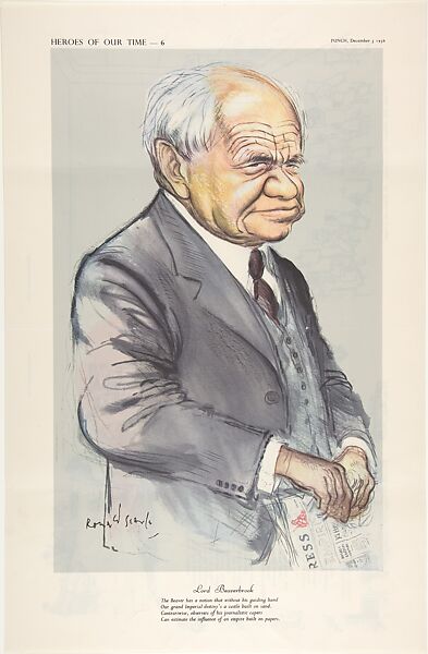 Lord Beaverbrook (Heroes of our Time – 6), Ronald Searle (British, Cambridge 1920–2011 Draguignan, France), Color lithograph 
