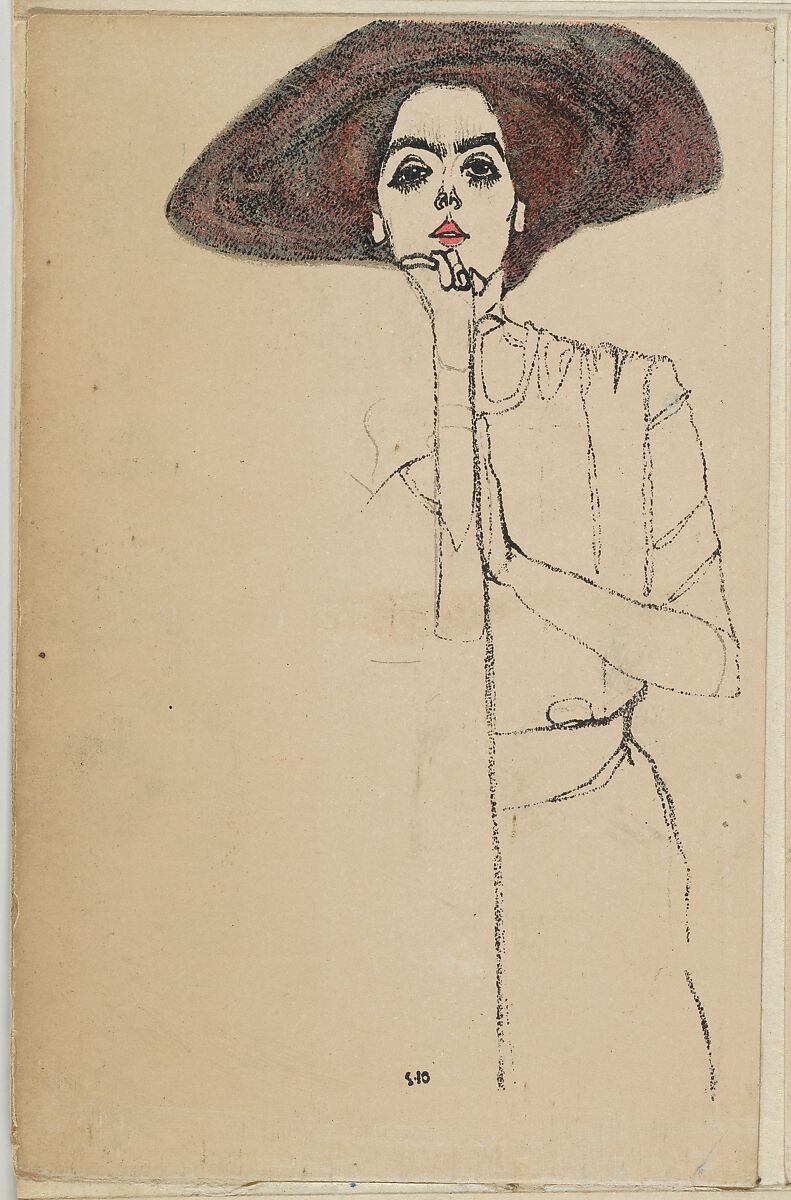 Portrait of a Woman, Egon Schiele (Austrian, Tulln 1890–1918 Vienna), Color lithograph 