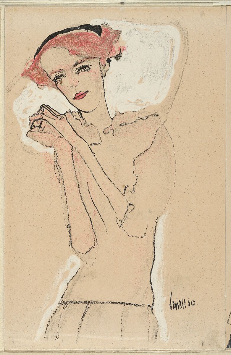 Portrait of a Woman, Egon Schiele (Austrian, Tulln 1890–1918 Vienna), Color lithograph 