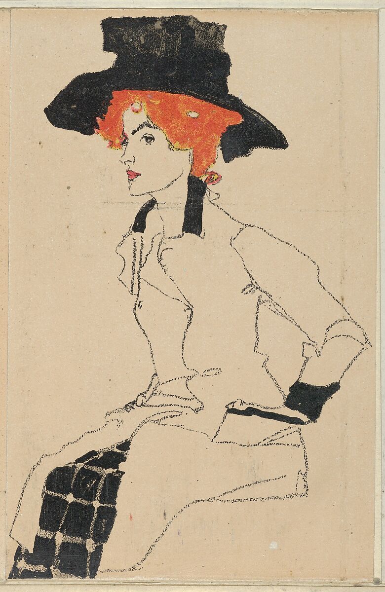 Portrait of a Woman, Egon Schiele (Austrian, Tulln 1890–1918 Vienna), Color lithograph 