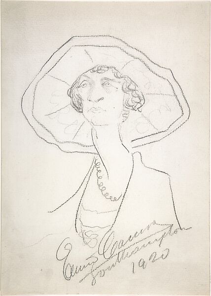 Caricature of a Woman in a Large Hat, Enrico Caruso (Italian, 1873–1921), Graphite 