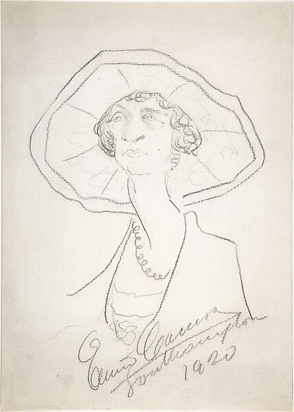 Enrico Caruso Caricature of a Woman in a Large Hat The