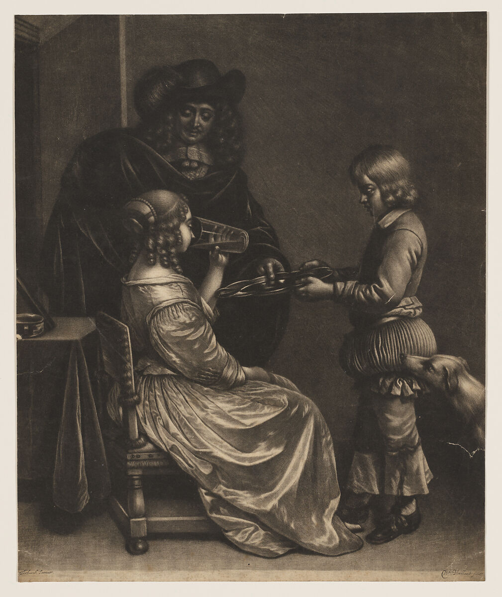 The Drinking Lady, Wallerant Vaillant (Dutch, Lille 1623–1677 Amsterdam), Mezzotint; third state of four 