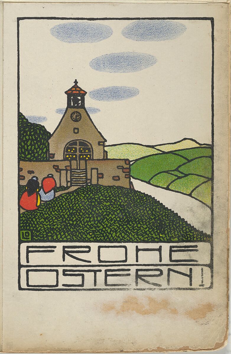 Happy Easter! (Frohe Ostern!), Attributed to Otto Friedr. Carl Lendecke (Austrian, Lemberg (Lviv) 1886–1918 Vienna), Color lithograph 
