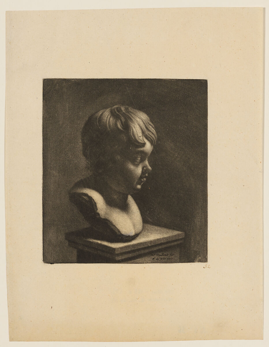 Sculpture Bust of a Child, to the right, Wallerant Vaillant (Dutch, Lille 1623–1677 Amsterdam), Mezzotint; second state of two