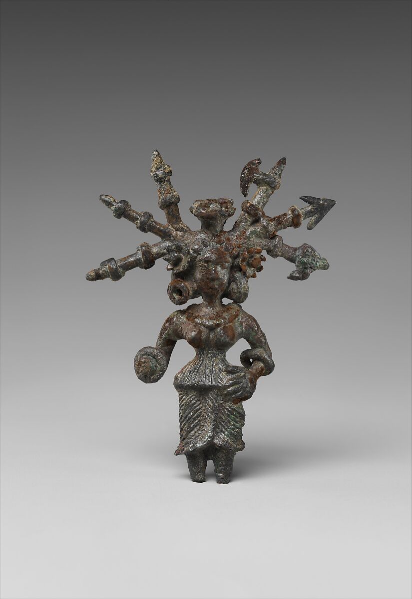 Goddess with Weapons in Her Hair, Copper alloy, North India (possibly Kausambi, Uttar Pradesh) 