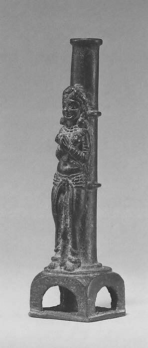 Female Worshipper in Front of a Column Support, Bronze, India 