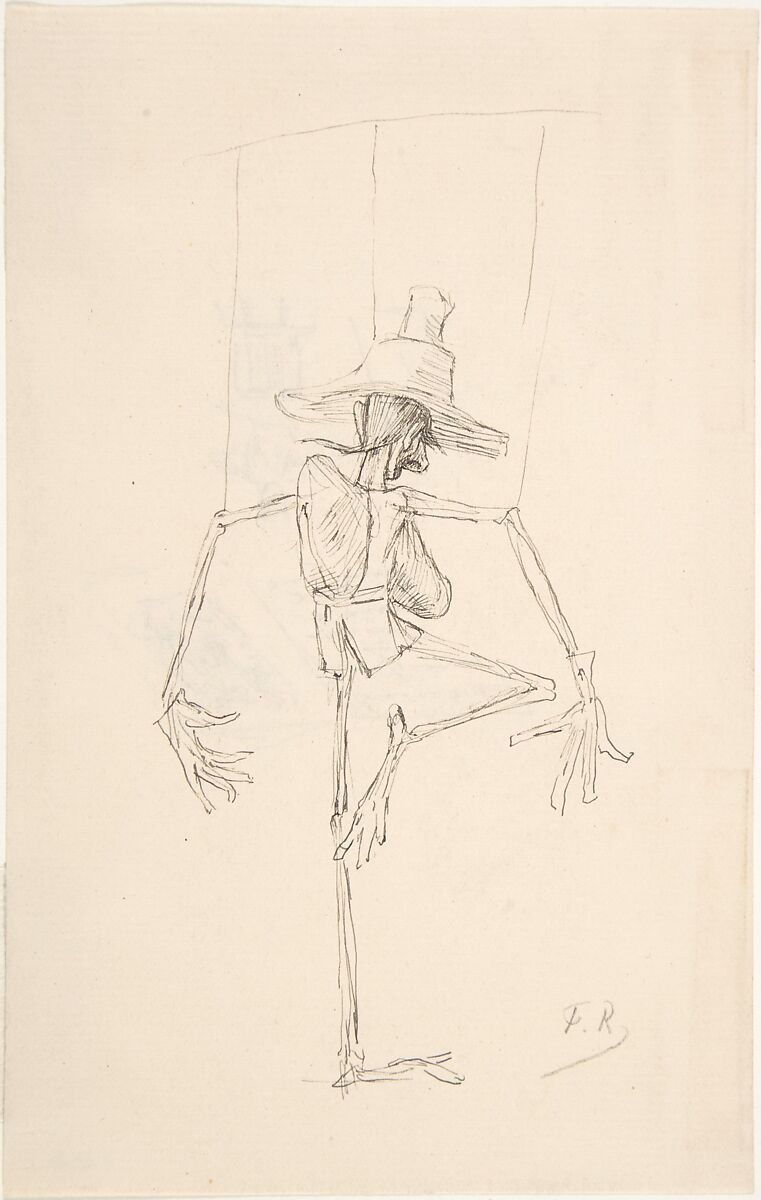 Study of Patin (recto); Sketch of an Open Book, "Compendium Maleficarum" (verso), Félicien Rops (Belgian, Namur 1833–1898 Essonnes), Pen and ink on paper 