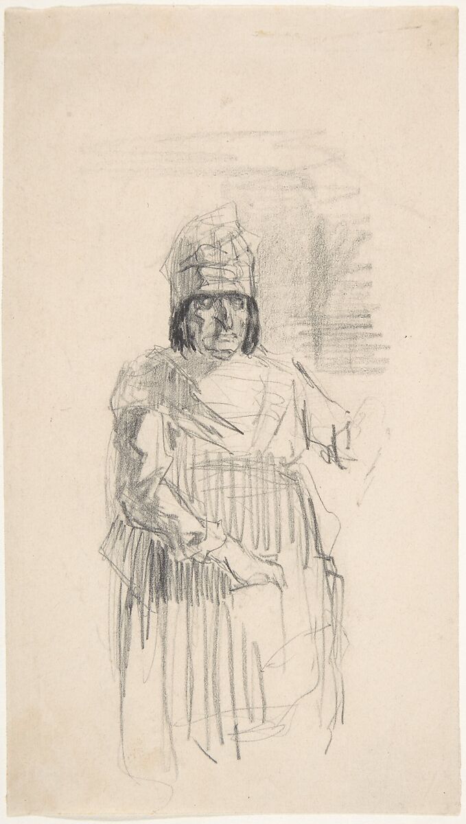 Study of a Figure with Headress, Félicien Rops (Belgian, Namur 1833–1898 Essonnes), Graphite on paper 