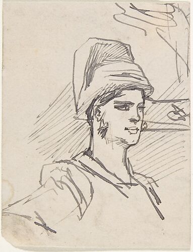 Study of Head and Shoulders of Woman with Headdress