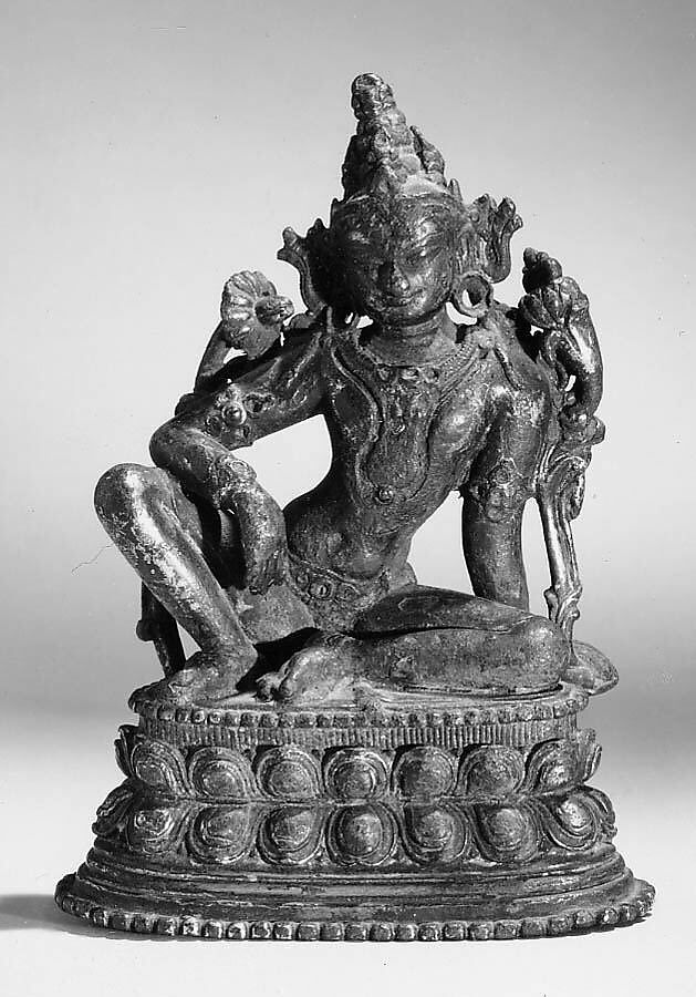 Seated Manjushri, Gilt bronze, India (Bengal) or Bangladesh 