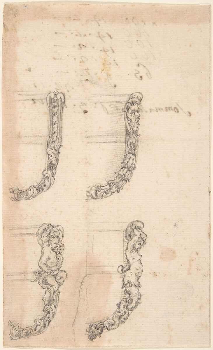 Four Designs for Buckles or Clasps, Anonymous, Italian, 17th or 18th century, Graphite 