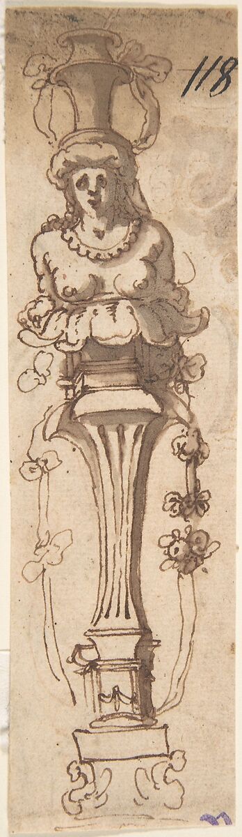 Anonymous, Italian, 17th century | Design for A Female Term Carrying a ...