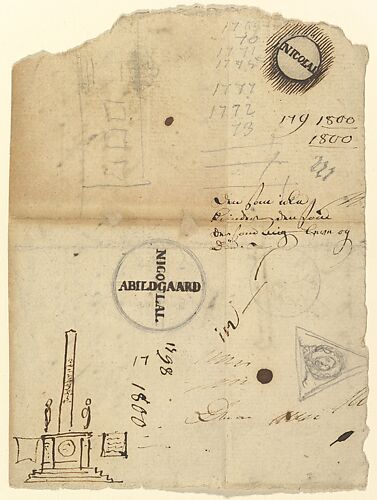 Notes with a studies for the Column of Liberty (Frihedstøtten)