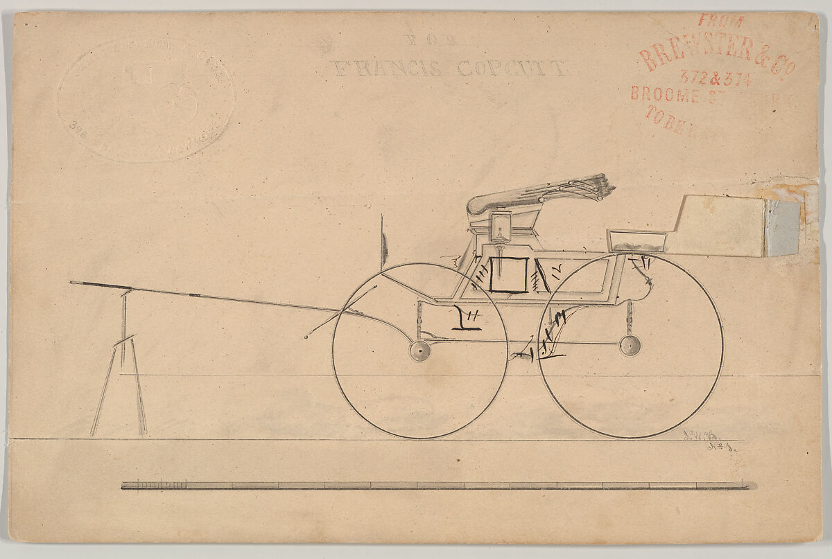 Phaeton (no number), Brewster &amp; Co. (American, New York), Graphite, pen and black ink 