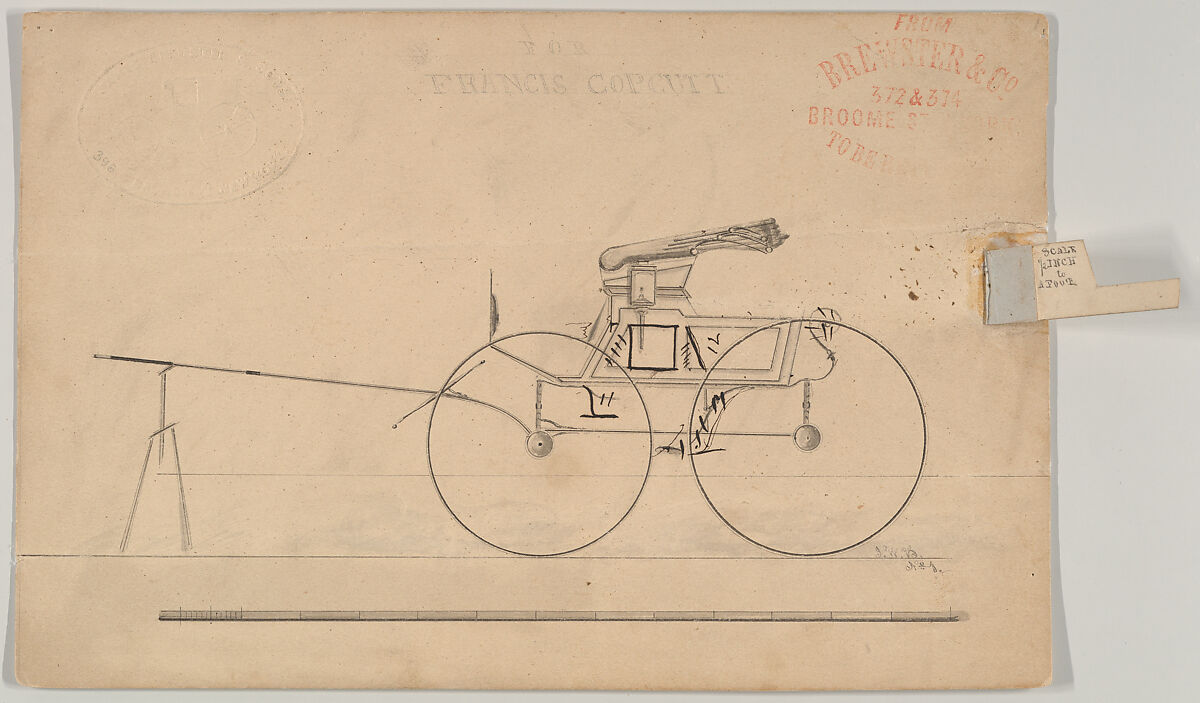 Phaeton (no number), Brewster &amp; Co. (American, New York), Graphite, pen and black ink