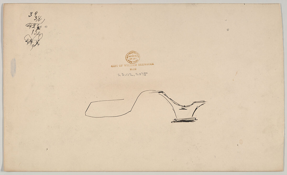 Design for Vis-A-Vis, Brewster &amp; Co. (American, New York), Pen and black ink, watercolor and gouache with gum arabic.