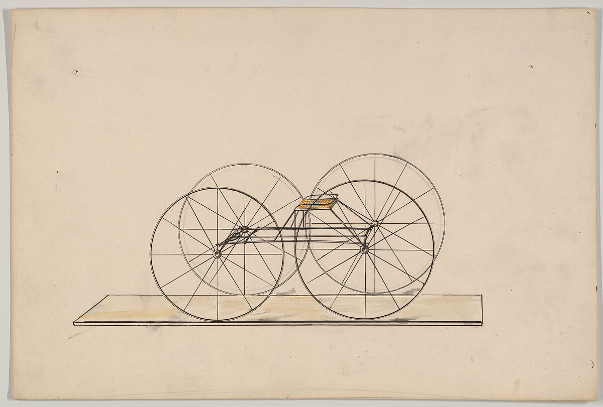 Design for Skeleton Road Wagon, Brewster &amp; Co. (American, New York), Pen and black ink, watercolor and gouache 