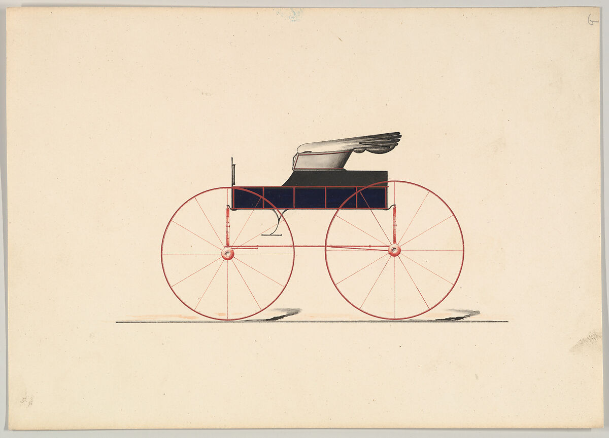 Design for Road Wagon, Brewster &amp; Co. (American, New York), Pen and black ink, watercolor and gouache 