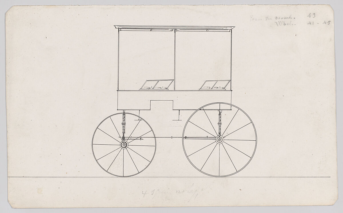 Design for Canopy Top Wagon, Brewster &amp; Co. (American, New York), Pen and black ink 