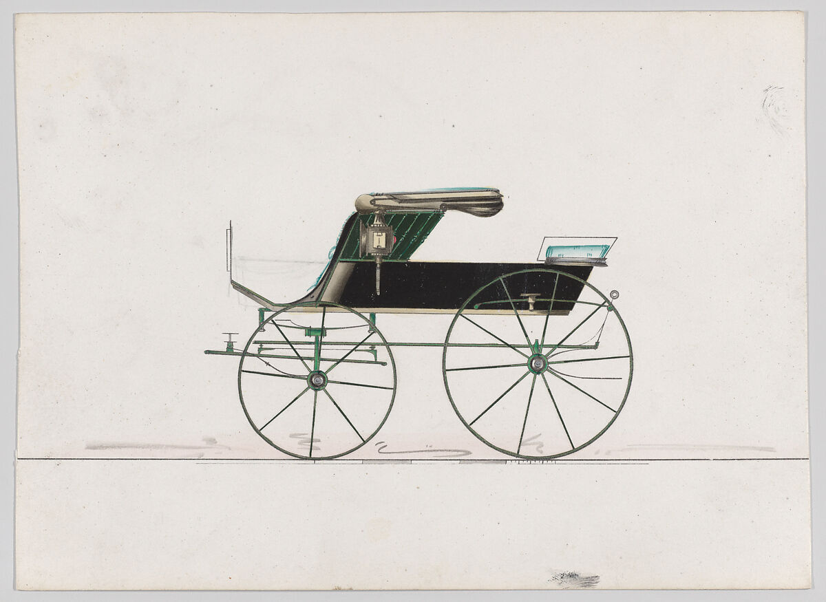 Design for Stanhope Phaeton, Brewster &amp; Co. (American, New York), Pen and black ink, watercolor and gouache with gum arabic 