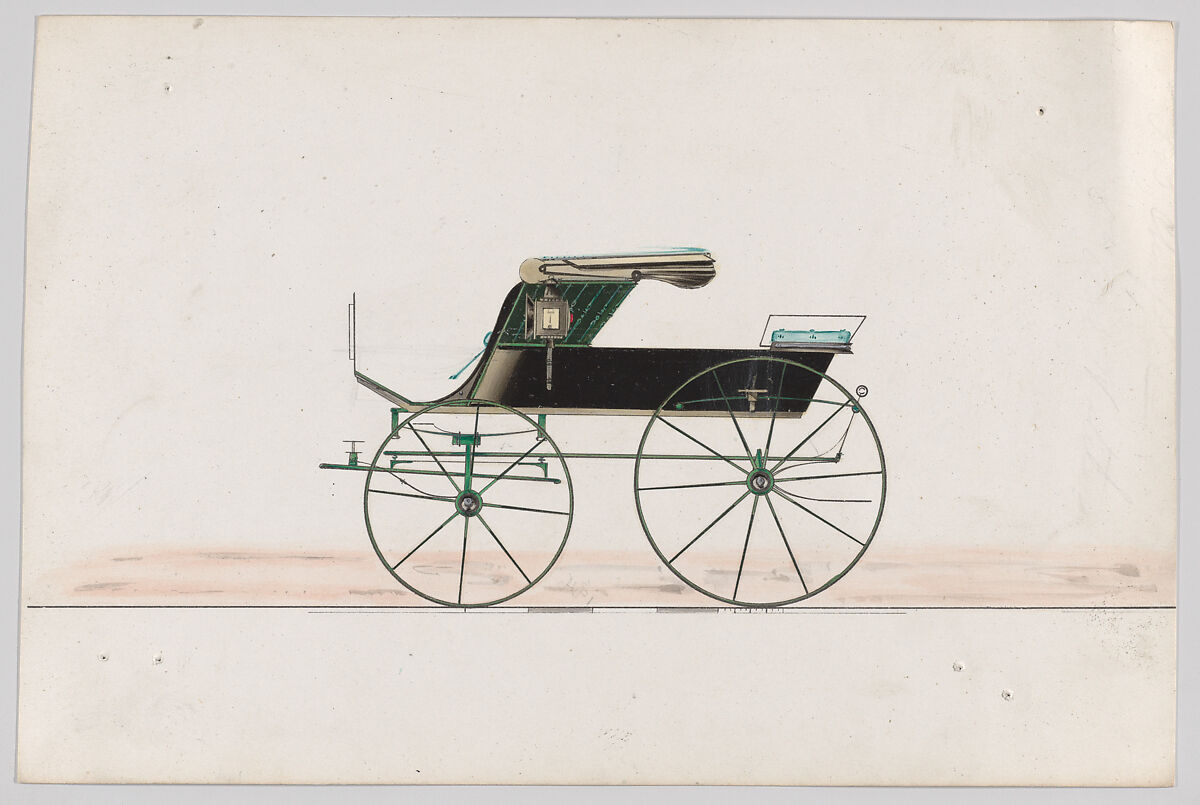 Design for Stanhope Phaeton, Brewster &amp; Co. (American, New York), Pen and black ink, watercolor and gouache with gum arabic 