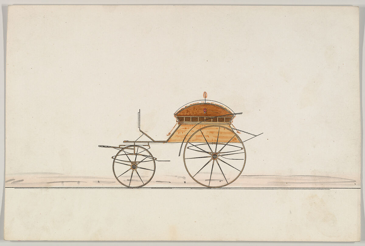 Design for Dos-à-dos Phaeton, Brewster &amp; Co. (American, New York), Pen and black ink, watercolor and gouache with gum arabic and metallic ink 