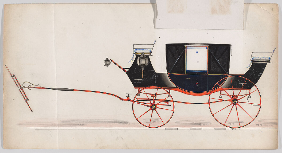 Design for Landau, Brewster &amp; Co. (American, New York), Pen and black ink, watercolor and gouache with gum arabic