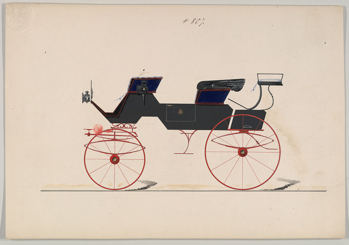 Design for Drag, no. 807, Brewster &amp; Co. (American, New York), Pen and black ink, watercolor and gouache with gum arabic. 