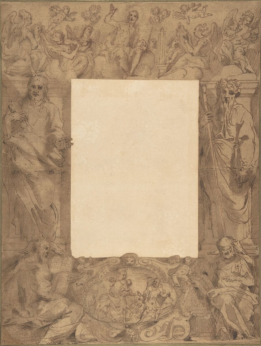 Anonymous, Italian, 17th century, Border Design with Saints