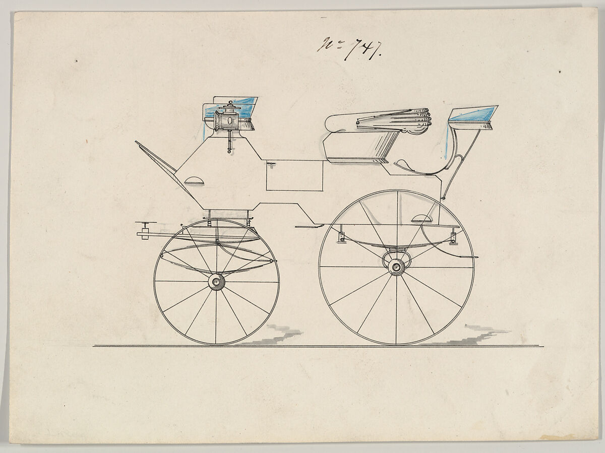Design for Drag, no. 747, Brewster &amp; Co. (American, New York), Pen and black ink, watercolor and gouache 