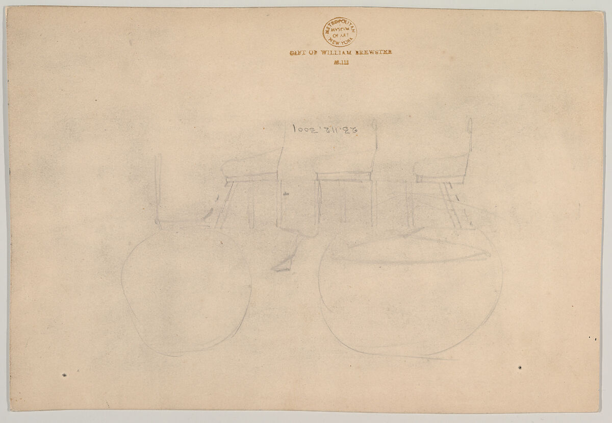 Wagon #457, Brewster &amp; Co. (American, New York), Pen and black ink, watercolor and gouache with graphite verso