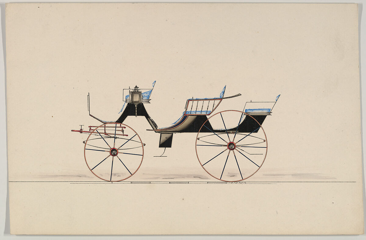 Excursion Wagon (no number), Brewster &amp; Co. (American, New York), Pen and black ink, watercolor and gouache with gum arabic 