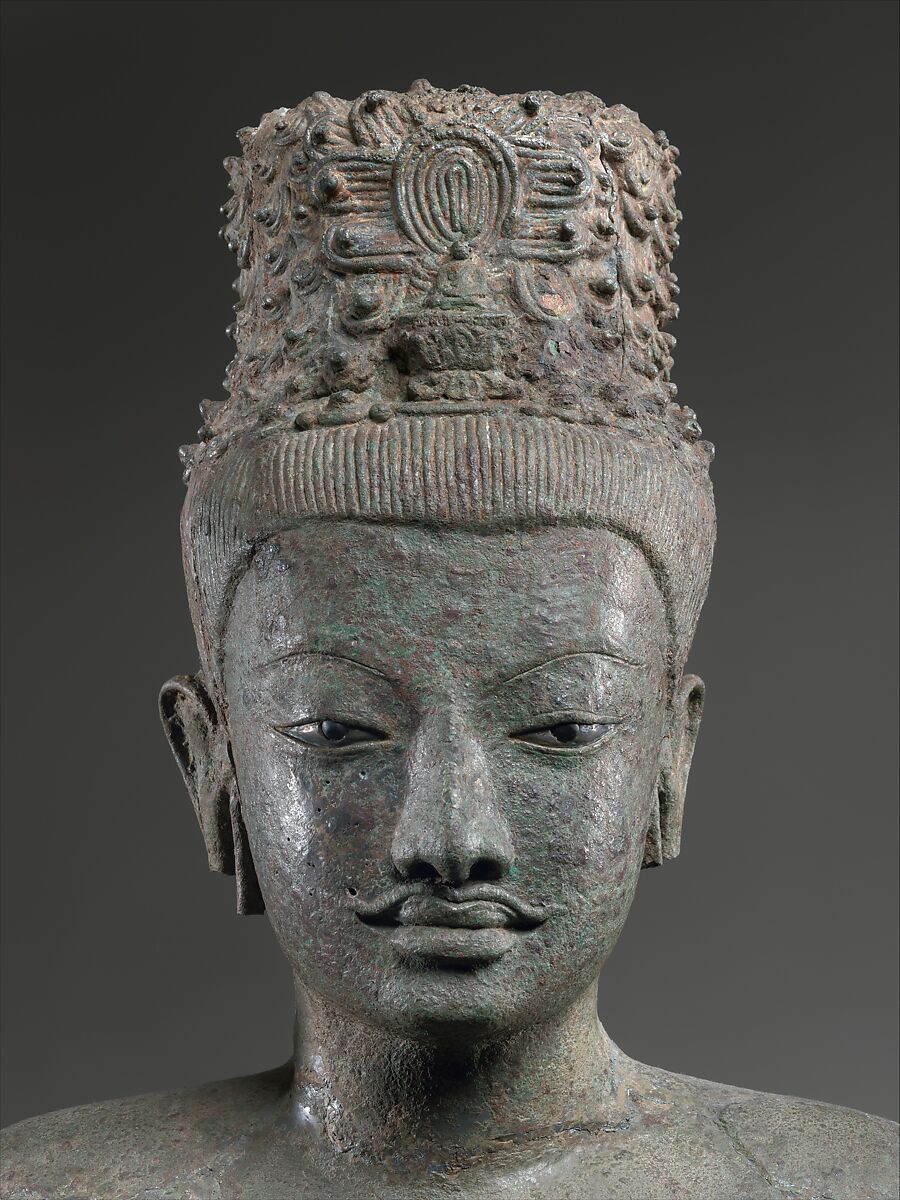Bodhisattva Avalokiteshvara, Copper alloy inlaid with silver and glass or obsidian, Plai Bat II Temple, Lahan Sai District, Buriram Province, Thailand