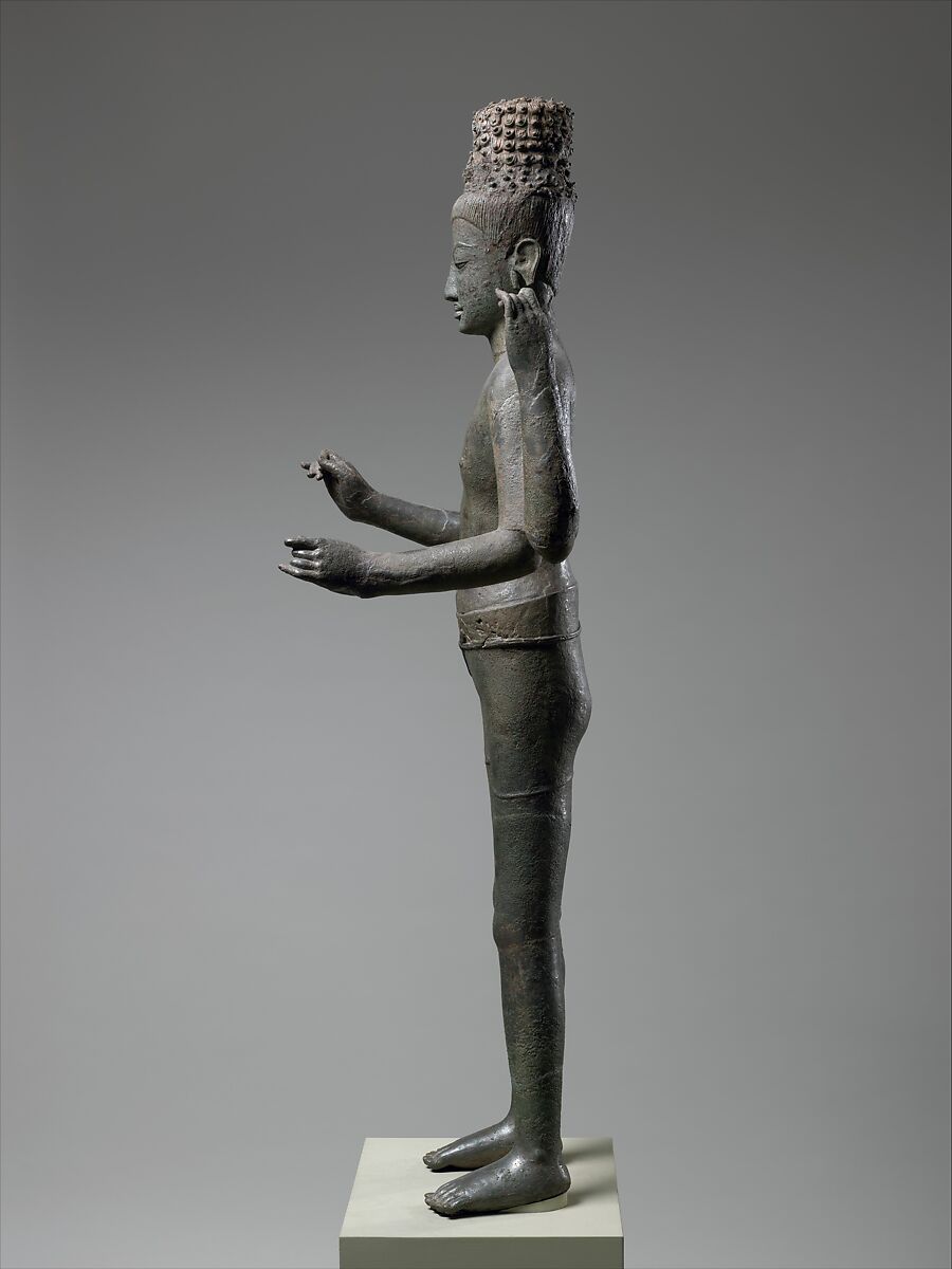 Bodhisattva Avalokiteshvara, Copper alloy inlaid with silver and glass or obsidian, Plai Bat II Temple, Lahan Sai District, Buriram Province, Thailand